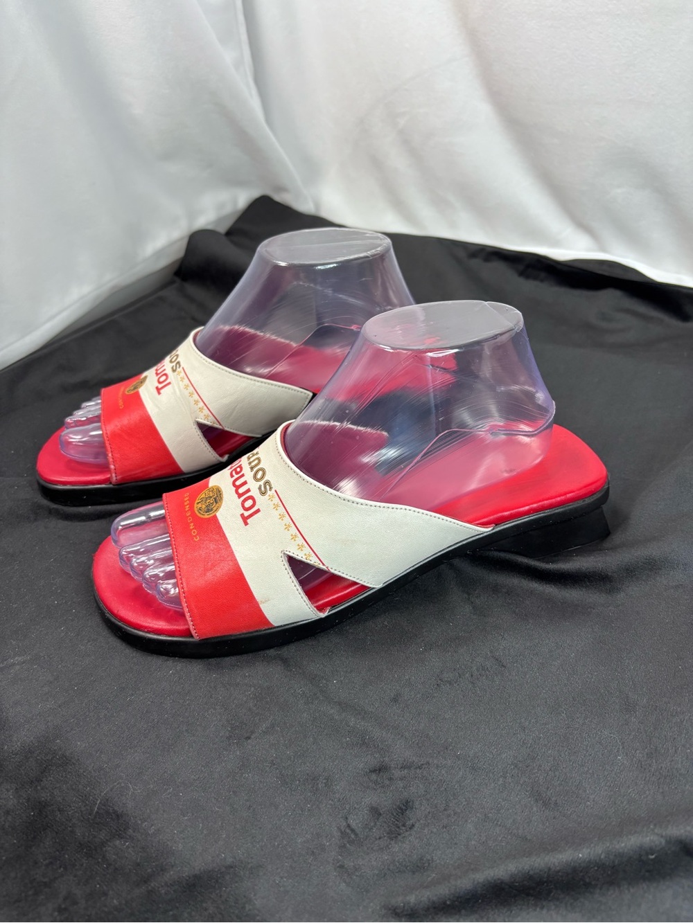 Vintage 1990s Jeon Campbell’s Tomato Soup  Pop Art Novelty Slide Sandals Sz - Picture 4 of 10